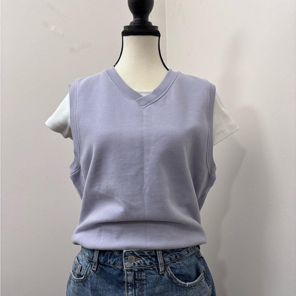 TNA Aritzia | V-Neck Oversized Sweater Vest | Size S | Purple Lavender | Cozy AF